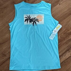 Cat & Jack Blue Tank Top with Palm Tree Design